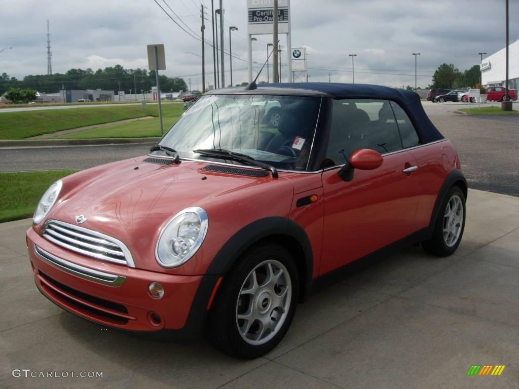 2006 Cooper Convertible - Hot Orange Metallic / Sunrise/Dark Blue photo #1