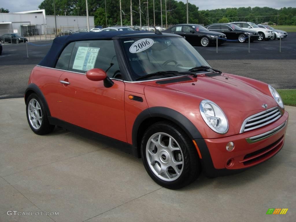 2006 Cooper Convertible - Hot Orange Metallic / Sunrise/Dark Blue photo #2