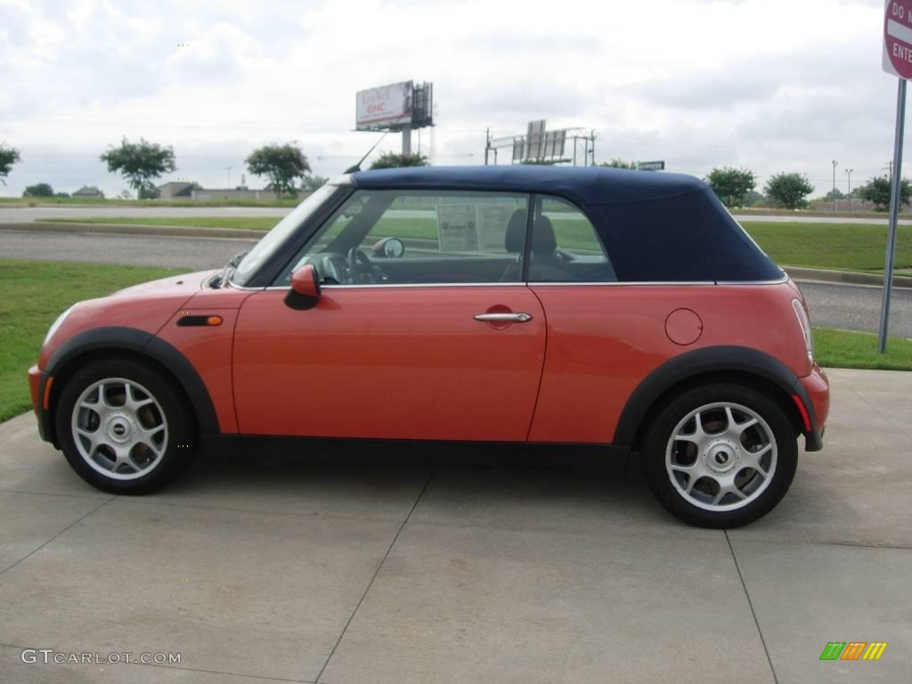 2006 Cooper Convertible - Hot Orange Metallic / Sunrise/Dark Blue photo #8