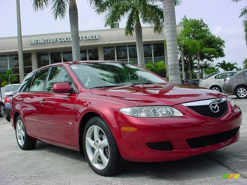 2004 MAZDA6 s Sport Wagon - Redfire Metallic / Beige photo #1