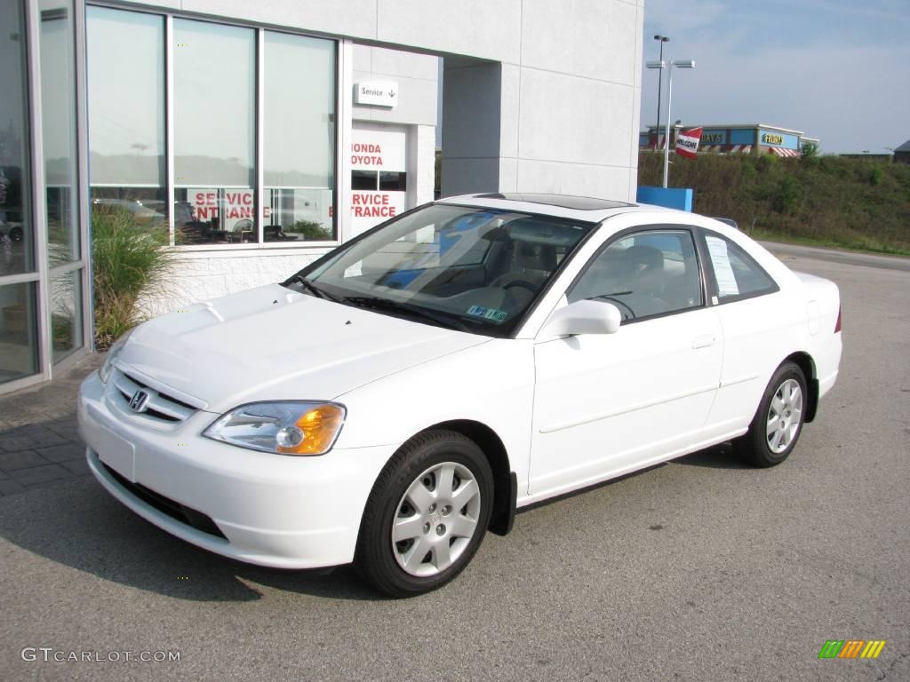 2001 Civic EX Coupe - Taffeta White / Beige photo #2