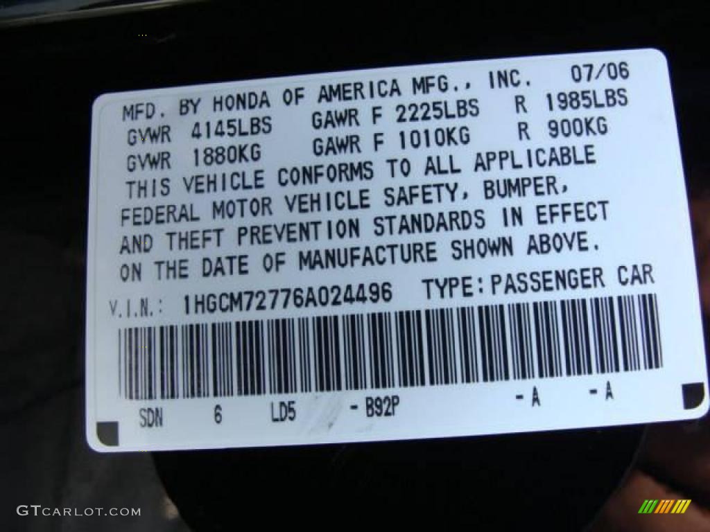 2006 Accord EX Coupe - Nighthawk Black Pearl / Black photo #15