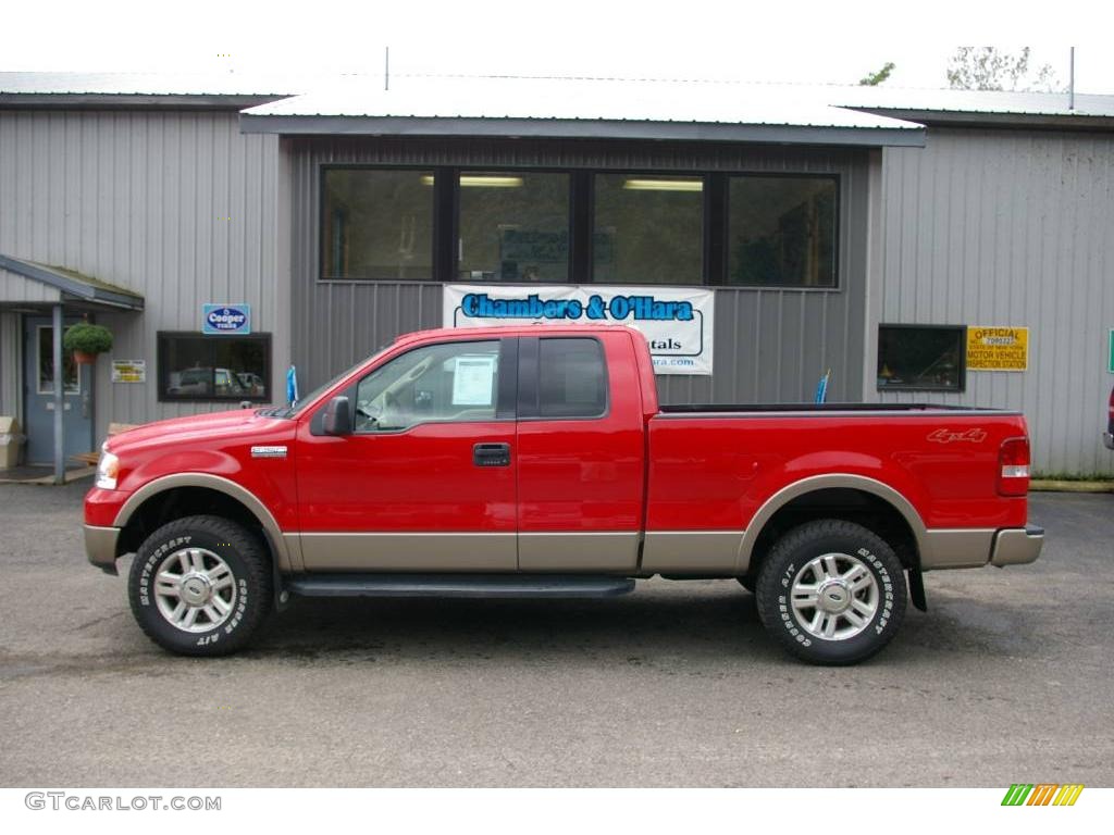 2004 F150 Lariat SuperCab 4x4 - Bright Red / Tan photo #2