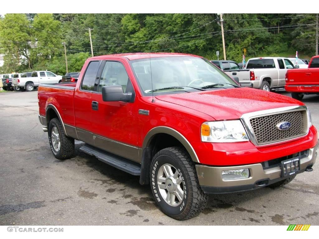 2004 F150 Lariat SuperCab 4x4 - Bright Red / Tan photo #15