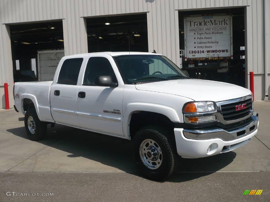 2006 Sierra 2500HD SLT Crew Cab 4x4 - Summit White / Dark Pewter photo #1