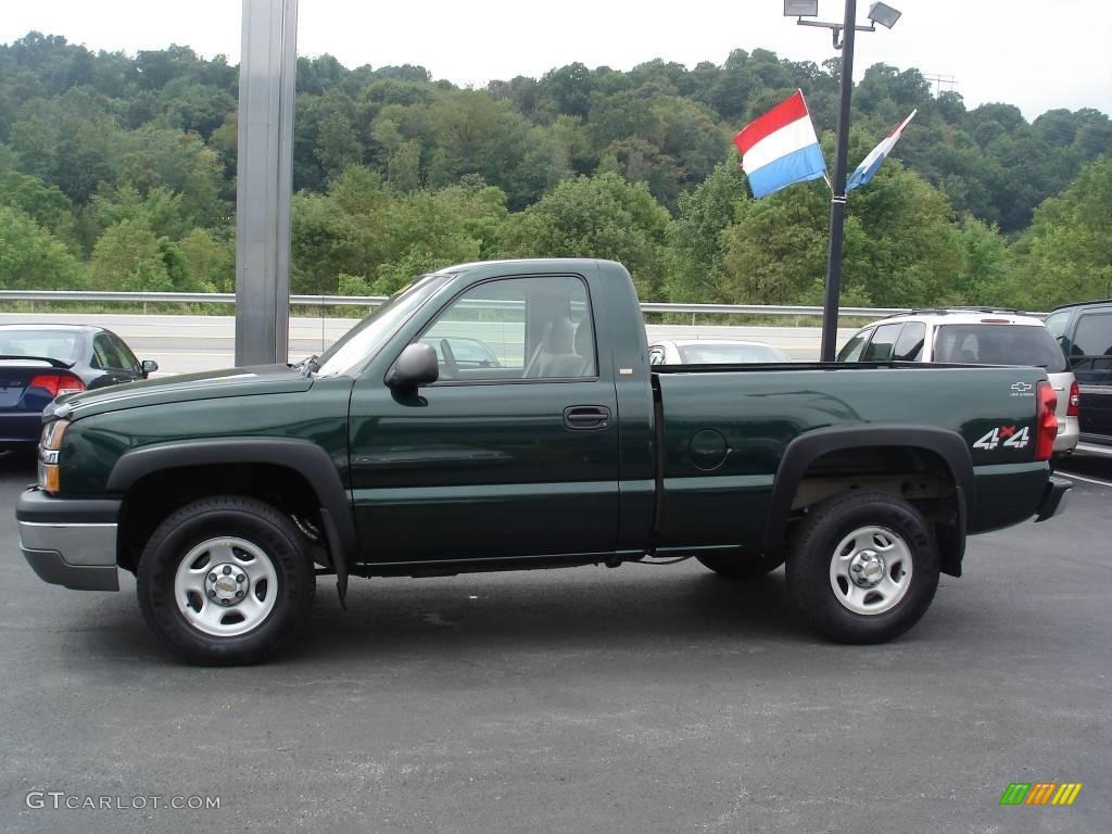 2003 Silverado 1500 Regular Cab 4x4 - Dark Green Metallic / Tan photo #6