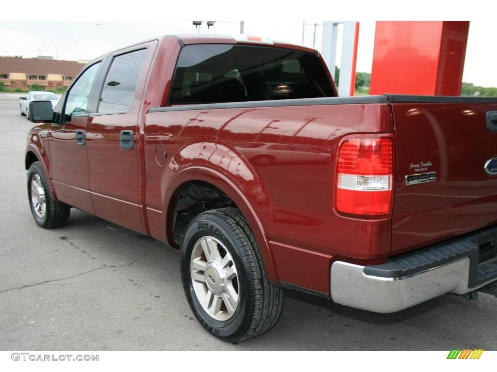 2005 F150 Lariat SuperCrew - Dark Toreador Red Metallic / Black photo #4