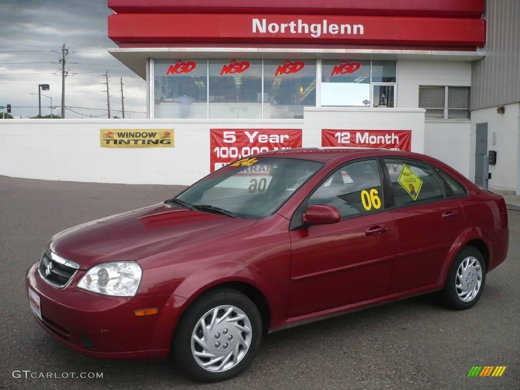 2006 Forenza Sedan - Fusion Red Metallic / Grey photo #1