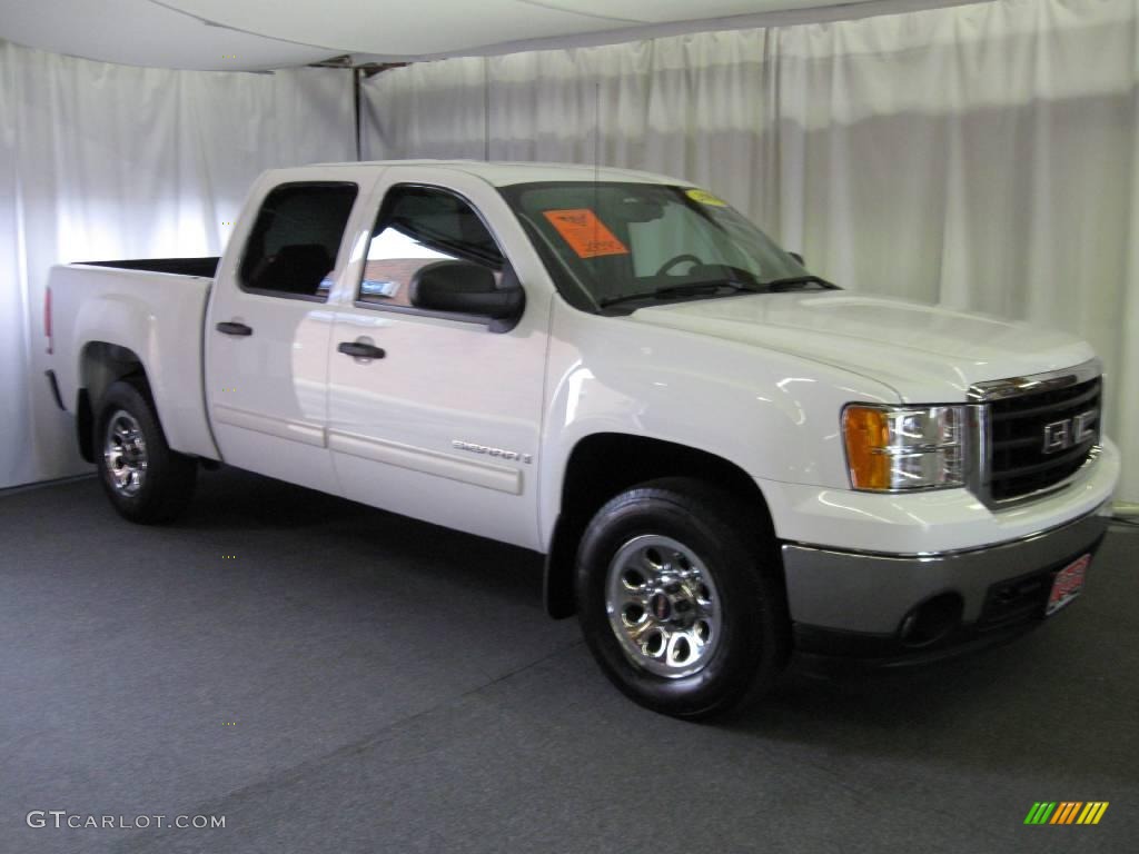 2008 Sierra 1500 SLE Crew Cab 4x4 - Summit White / Ebony photo #1