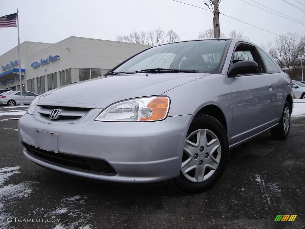 2003 Civic LX Coupe - Satin Silver Metallic / Black photo #1