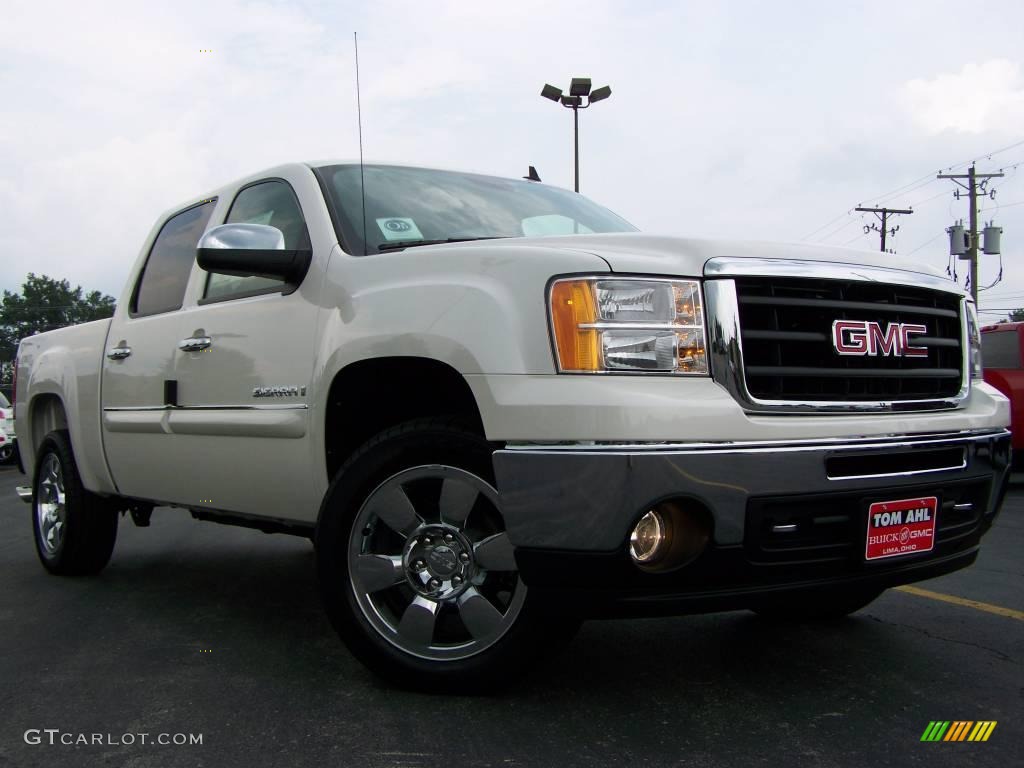 2009 Sierra 1500 SLT Crew Cab 4x4 - White Diamond Tricoat / Dark Titanium/Light Titanium photo #1