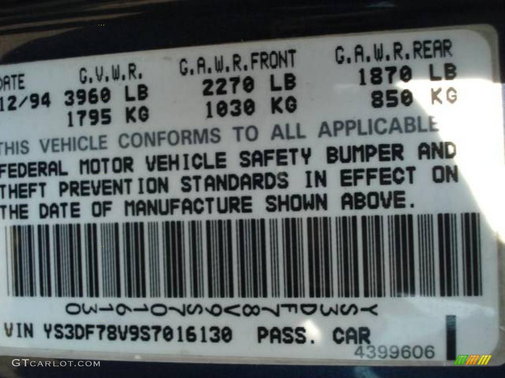 1995 900 SE V6 Sedan - Le Mans Blue Metallic / Taupe photo #44