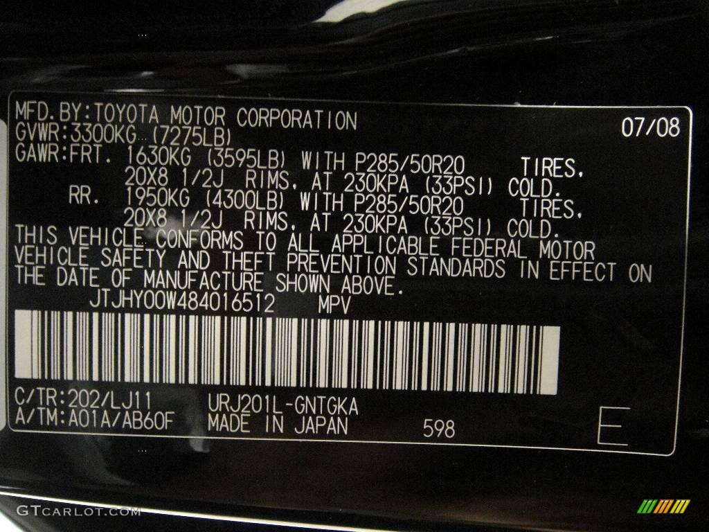 2008 LX 570 - Onyx Black / Dark Gray photo #16
