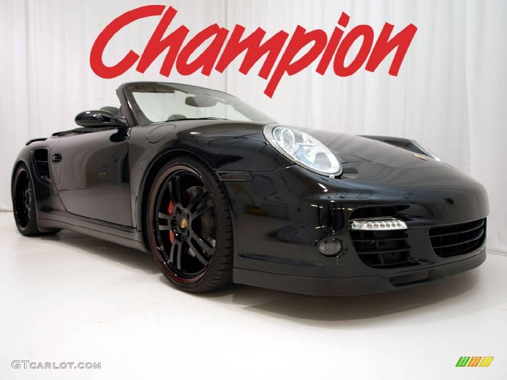 2008 911 Turbo Cabriolet - Black / Black/Stone Grey photo #1