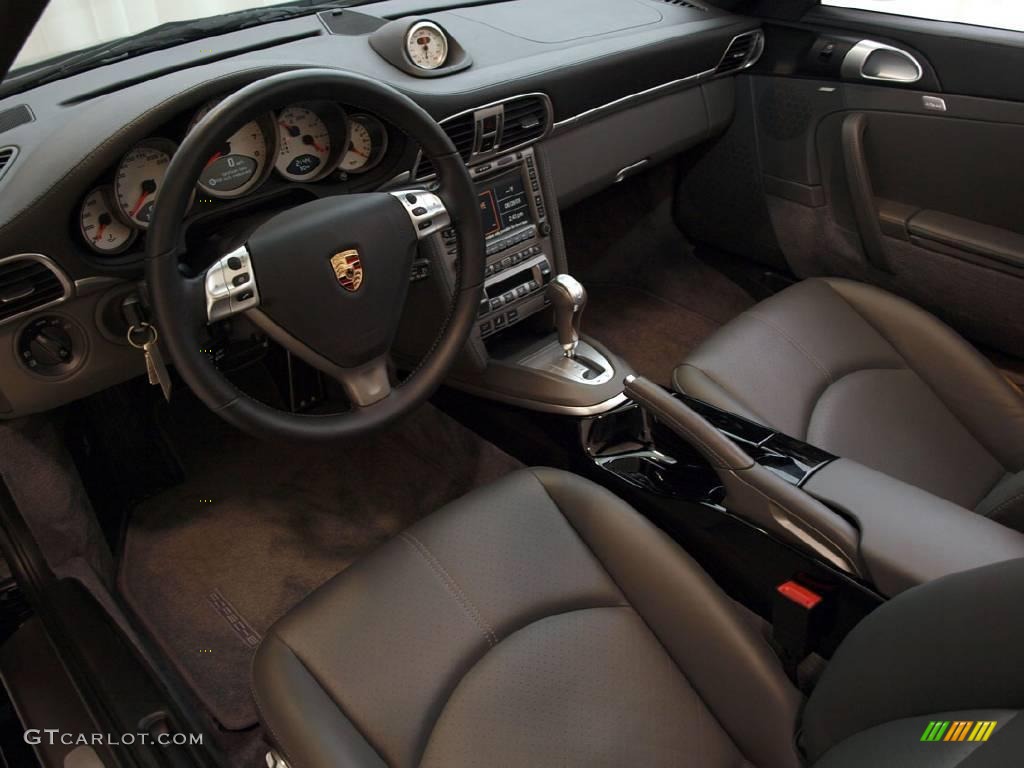 Black Stone Grey Interior 2008 Porsche 911 Turbo Cabriolet