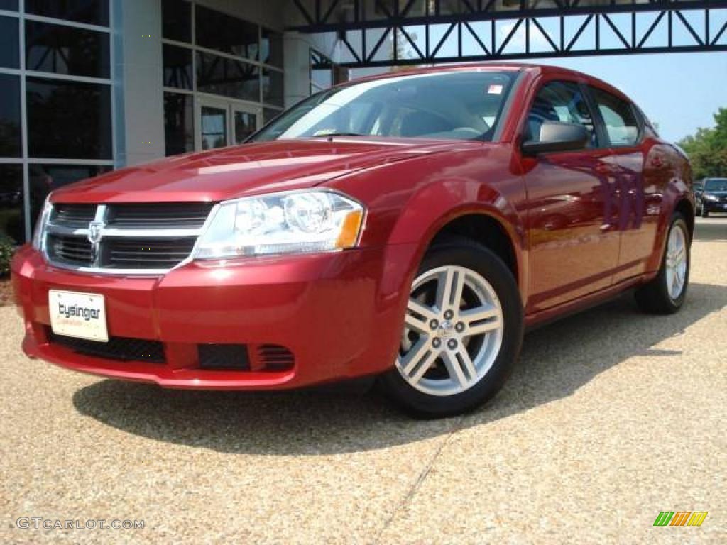 2008 Avenger SXT - Inferno Red Crystal Pearl / Dark Slate Gray/Light Slate Gray photo #1