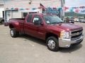 2009 Deep Ruby Metallic Chevrolet Silverado 3500HD LT Extended Cab 4x4 Dually  photo #2