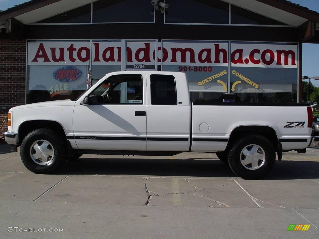 1998 Sierra 1500 SLE Extended Cab 4x4 - Olympic White / Pewter photo #1