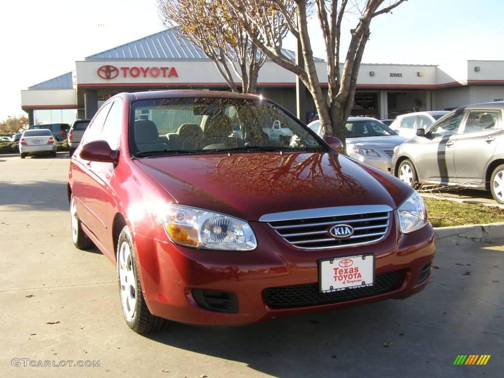 2007 Spectra EX Sedan - Radiant Red / Beige photo #1