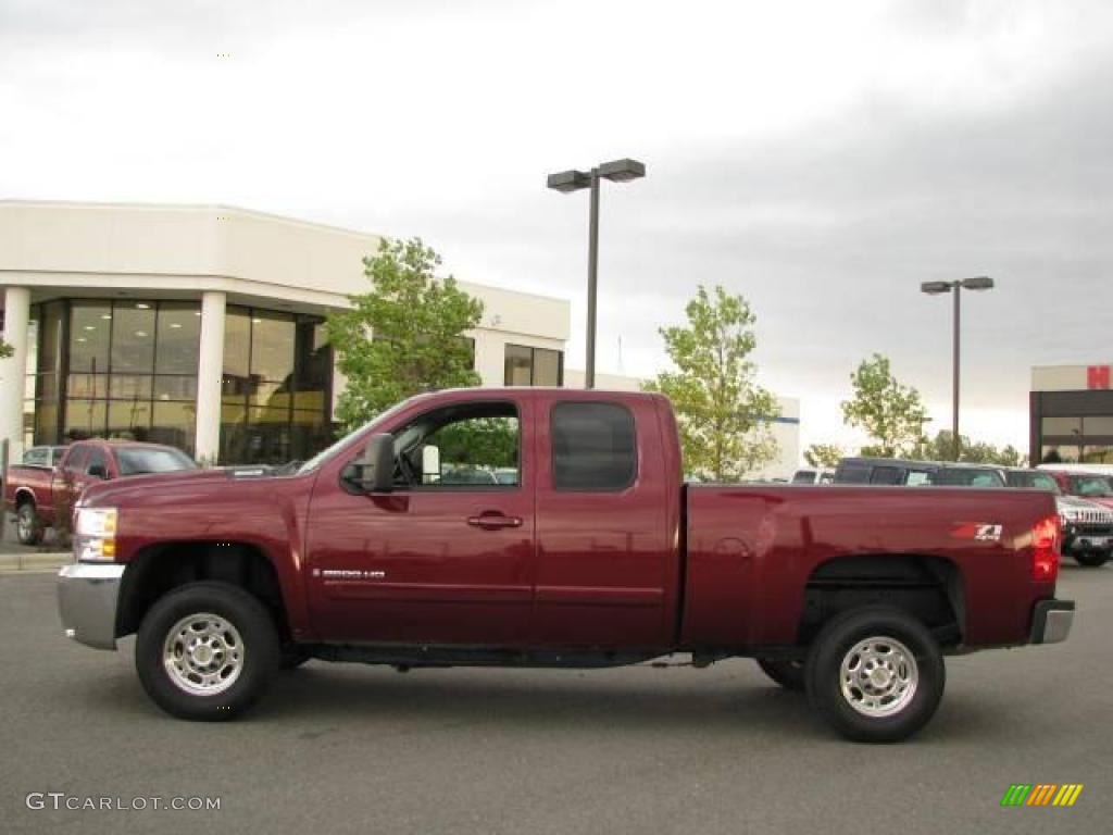 2008 Silverado 2500HD LTZ Extended Cab 4x4 - Deep Ruby Metallic / Ebony Black photo #1