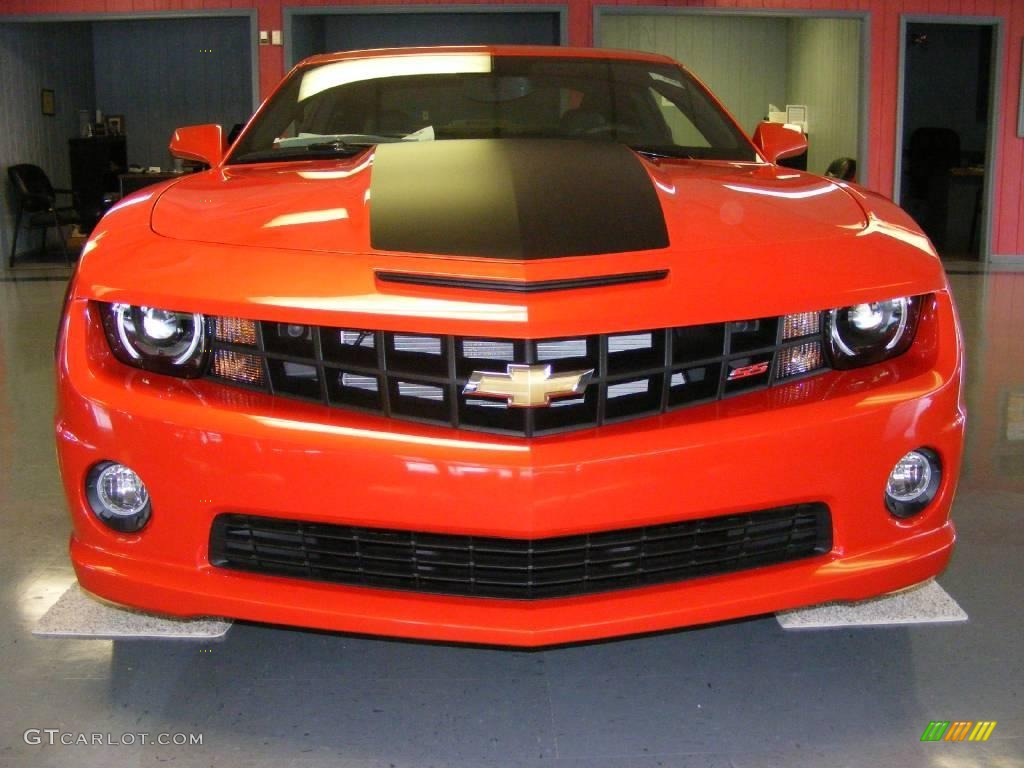 2010 Camaro SS Coupe - Inferno Orange Metallic / Black photo #6