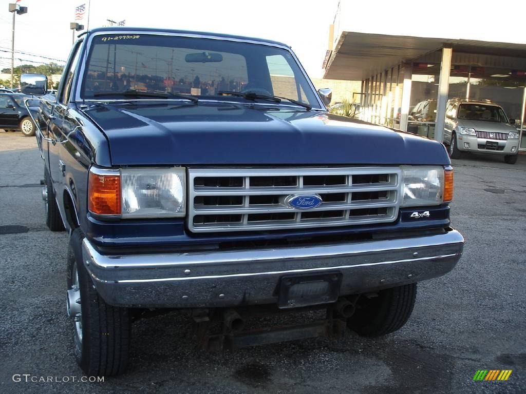 Deep Shadow Blue Metallic 1991 Ford F250 Regular Cab 4x4 Exterior Photo #17127558