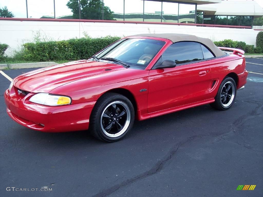1996 Mustang GT Convertible - Rio Red / Black/Beige photo #1