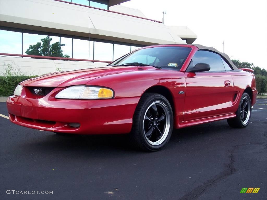 1996 Mustang GT Convertible - Rio Red / Black/Beige photo #2