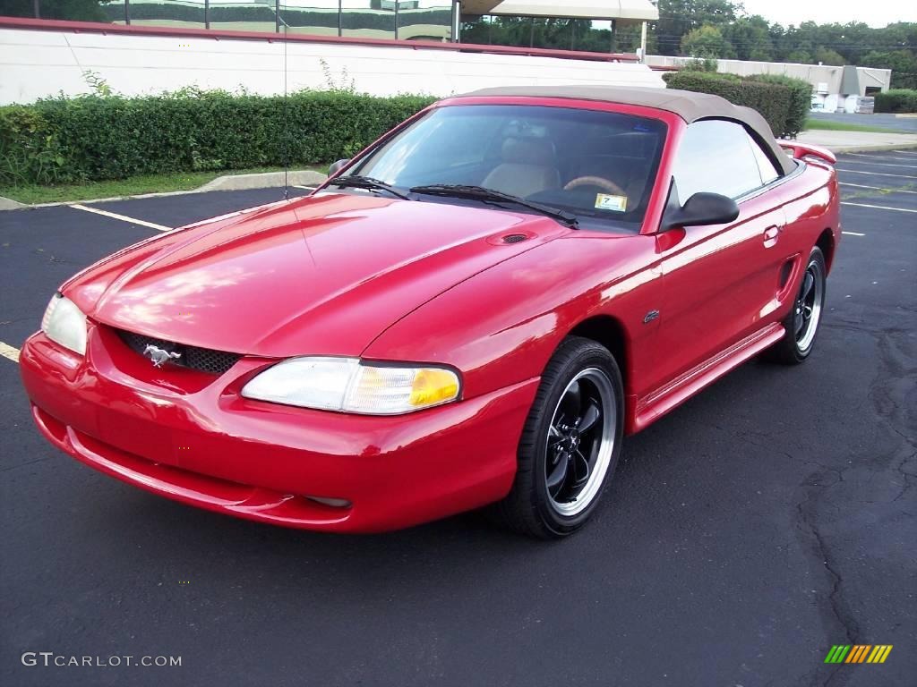 1996 Mustang GT Convertible - Rio Red / Black/Beige photo #3
