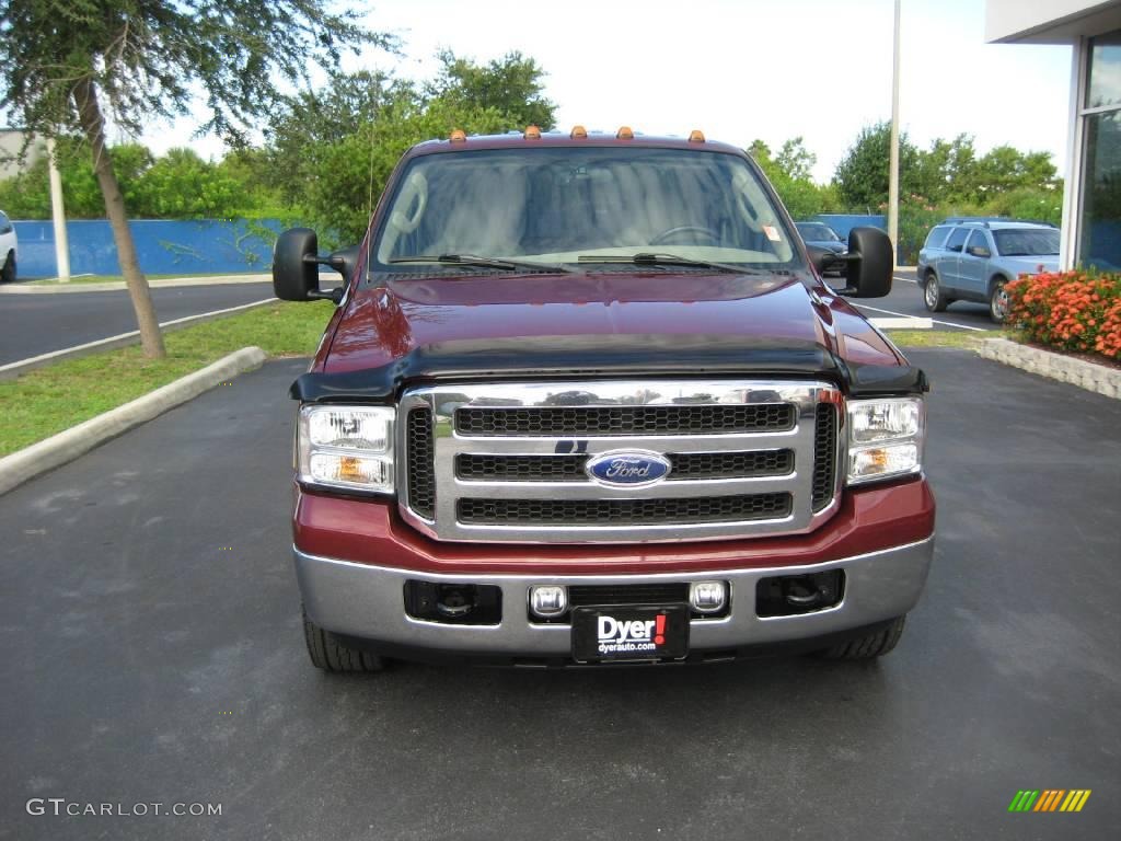 2005 F350 Super Duty Lariat Crew Cab - Dark Toreador Red Metallic / Tan photo #1