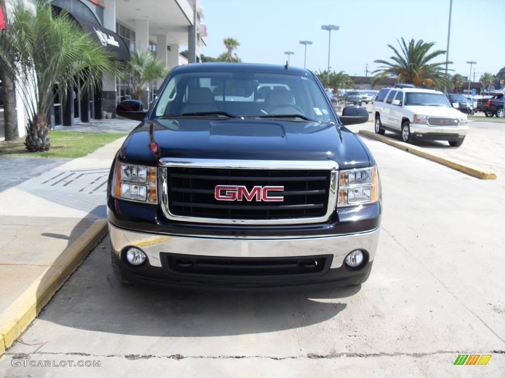 2008 Sierra 1500 SLT Extended Cab 4x4 - Onyx Black / Cocoa/Light Cashmere photo #5