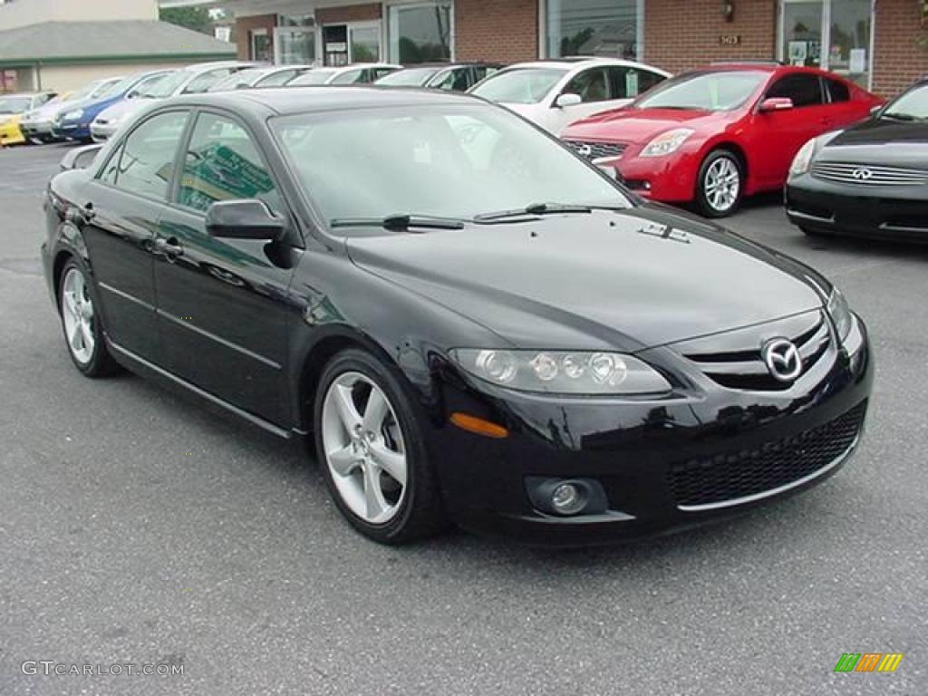 2006 MAZDA6 s Sedan - Onyx Black / Black photo #1