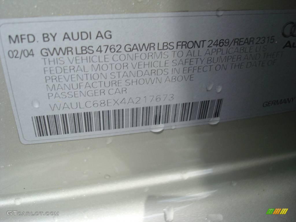2004 A4 1.8T quattro Sedan - Champagne Metallic / Ebony photo #42