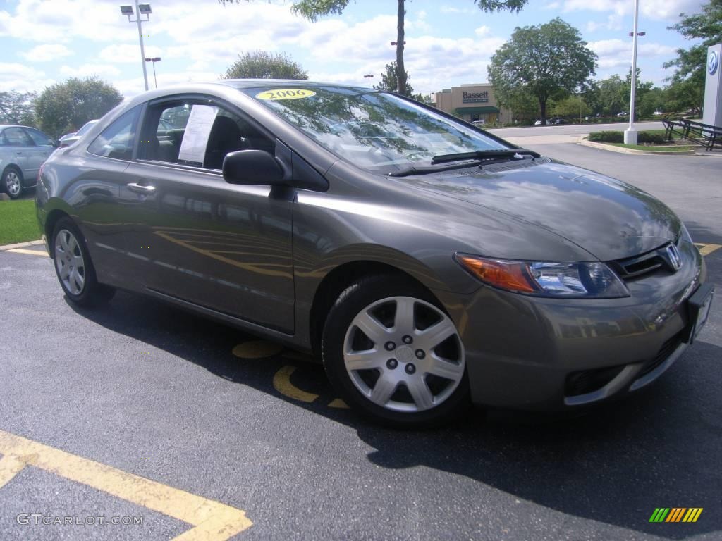 2006 Civic LX Coupe - Galaxy Gray Metallic / Gray photo #7