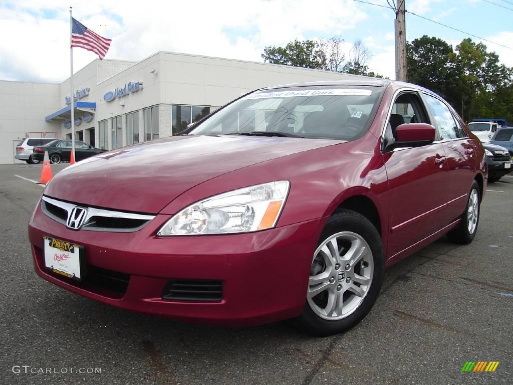 2007 Accord SE Sedan - Moroccan Red Pearl / Gray photo #1