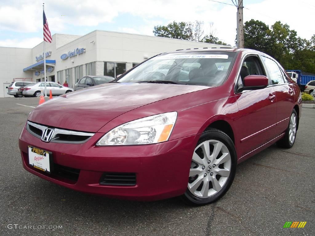 2007 Accord EX-L V6 Sedan - Moroccan Red Pearl / Gray photo #1