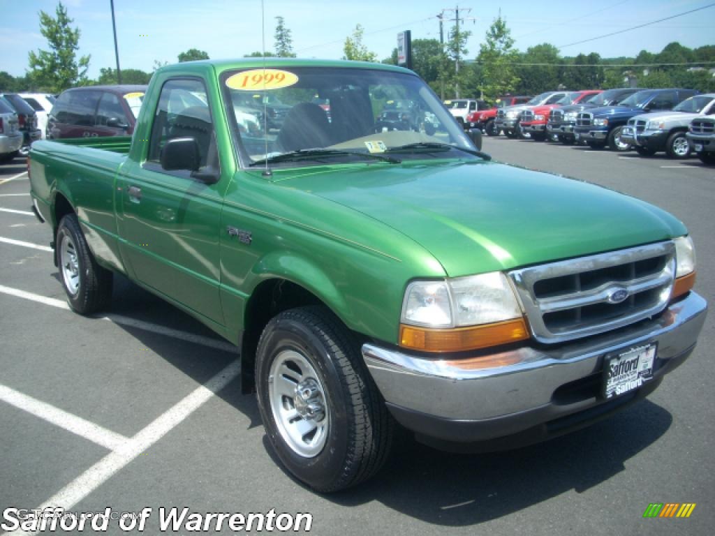 1999 Ranger XLT Regular Cab - Jalapeno Green Metallic / Medium Prairie Tan photo #3