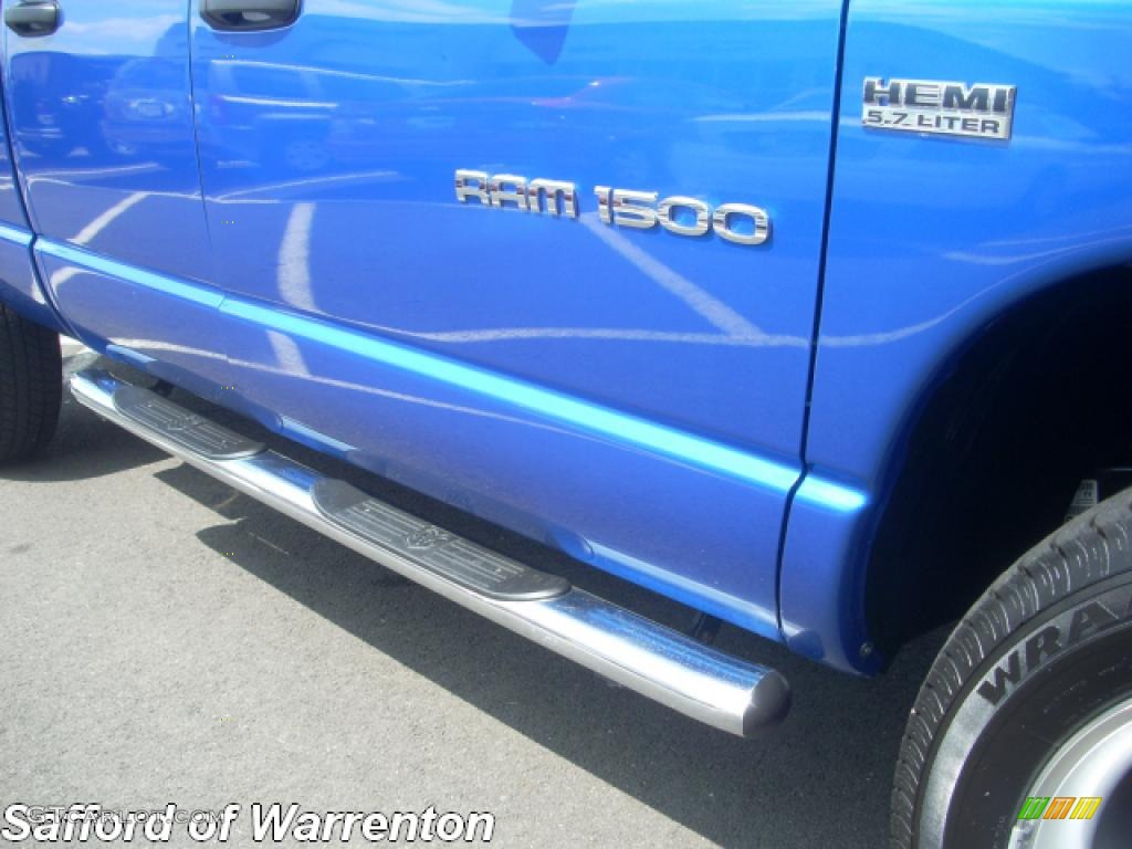 2007 Ram 1500 Big Horn Edition Quad Cab 4x4 - Electric Blue Pearl / Medium Slate Gray photo #3