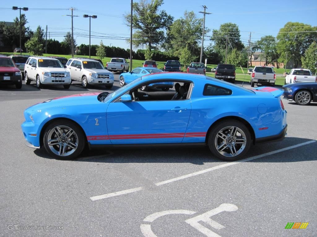 2010 Mustang Shelby GT500 Coupe - Grabber Blue / Charcoal Black/Red photo #4