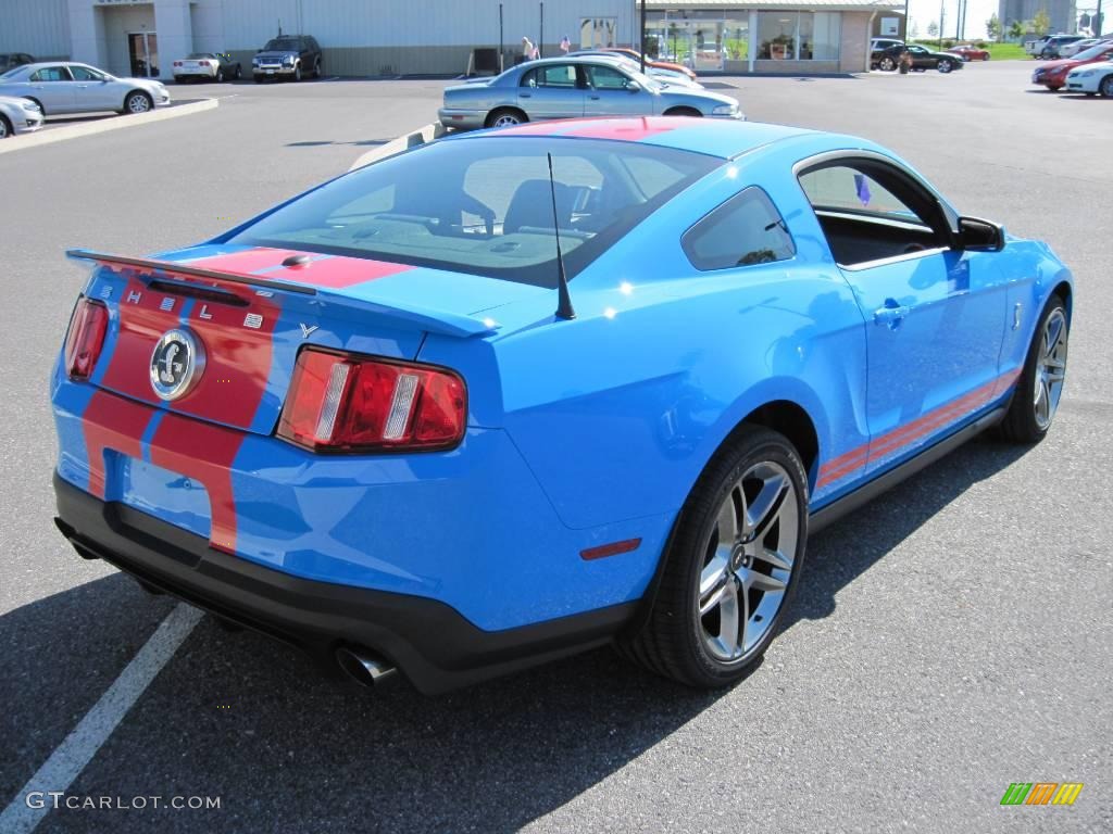 2010 Mustang Shelby GT500 Coupe - Grabber Blue / Charcoal Black/Red photo #7