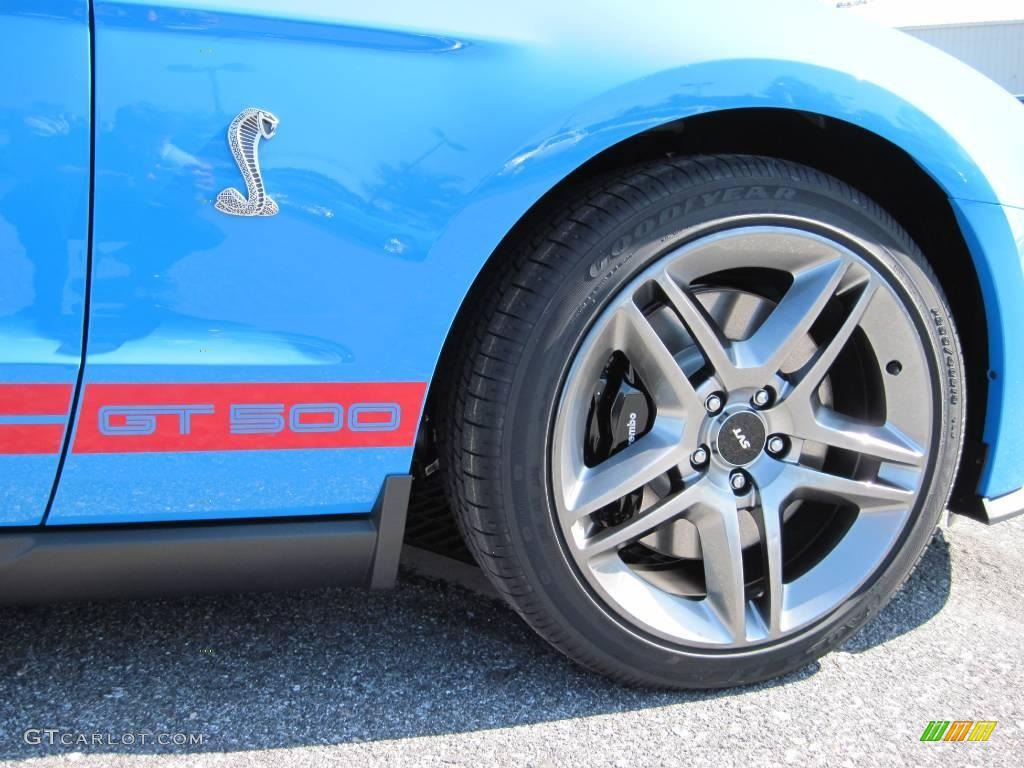 2010 Mustang Shelby GT500 Coupe - Grabber Blue / Charcoal Black/Red photo #9