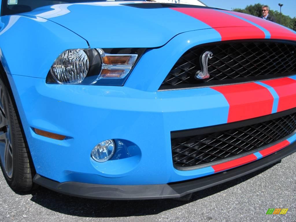 2010 Mustang Shelby GT500 Coupe - Grabber Blue / Charcoal Black/Red photo #10