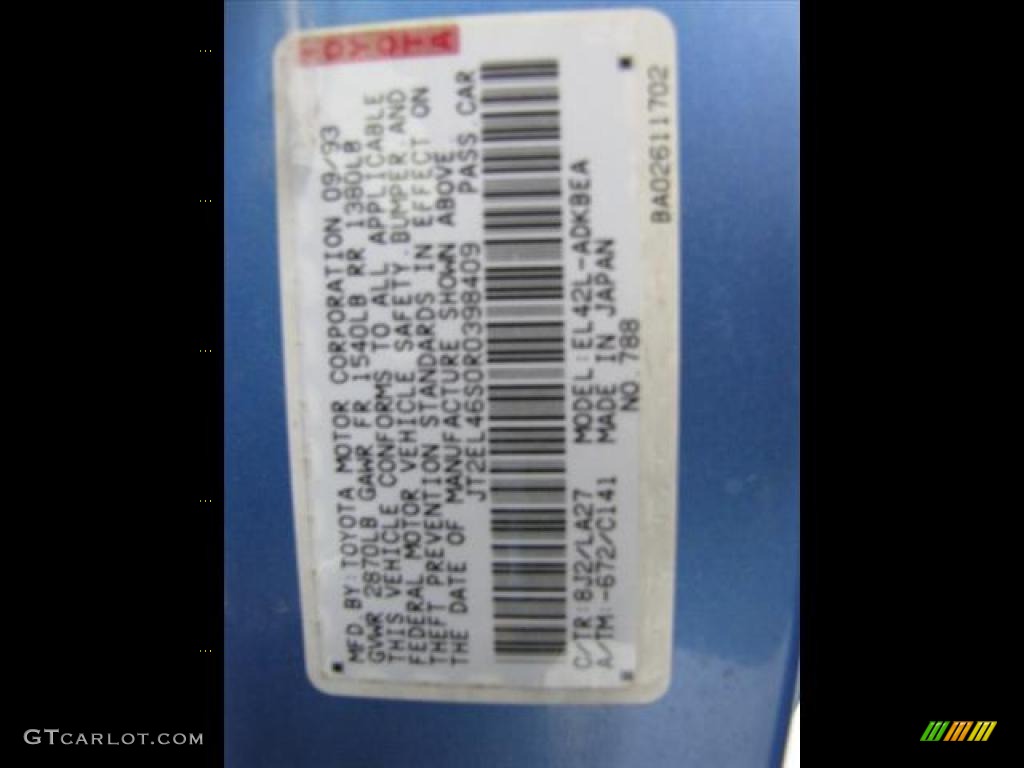 1994 Tercel Coupe - Blue Metallic / Gray photo #43