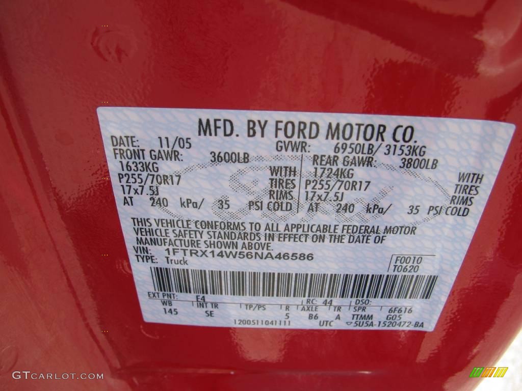 2006 F150 STX SuperCab 4x4 - Bright Red / Medium Flint photo #15