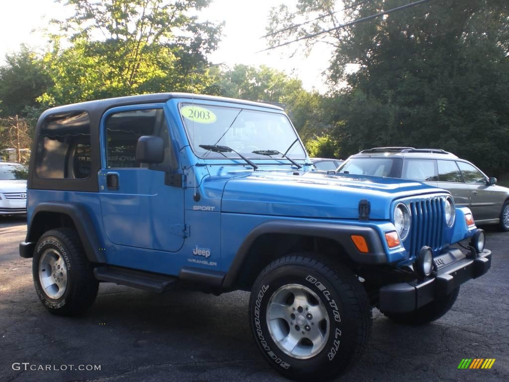 2003 Wrangler Sport 4x4 - Intense Blue Pearl / Dark Slate Gray photo #13