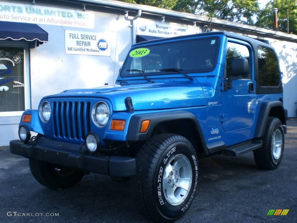 2003 Wrangler Sport 4x4 - Intense Blue Pearl / Dark Slate Gray photo #17