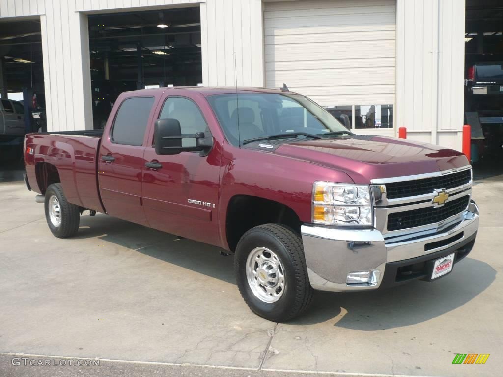 2008 Silverado 2500HD LT Z71 Crew Cab 4x4 - Deep Ruby Metallic / Ebony Black/Light Cashmere photo #1