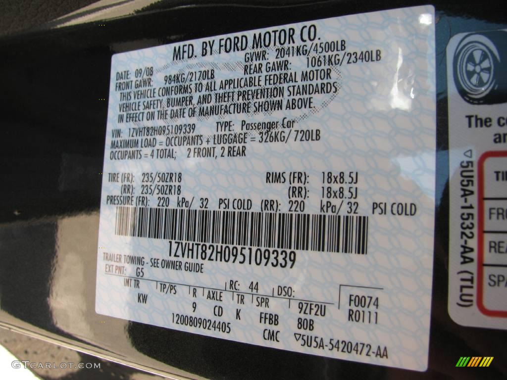2009 Mustang Color Code G5 for Alloy Metallic Photo #17239088