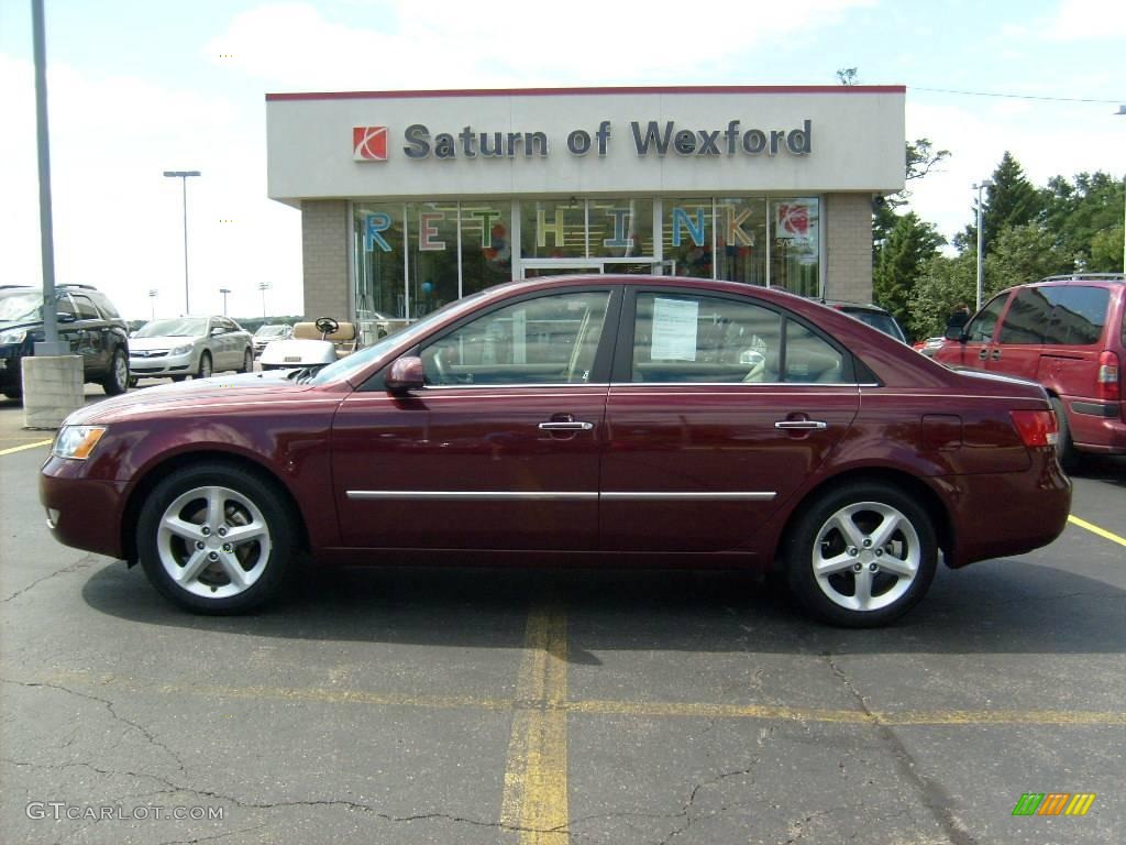 2008 Sonata Limited - Dark Cherry Red / Beige photo #1