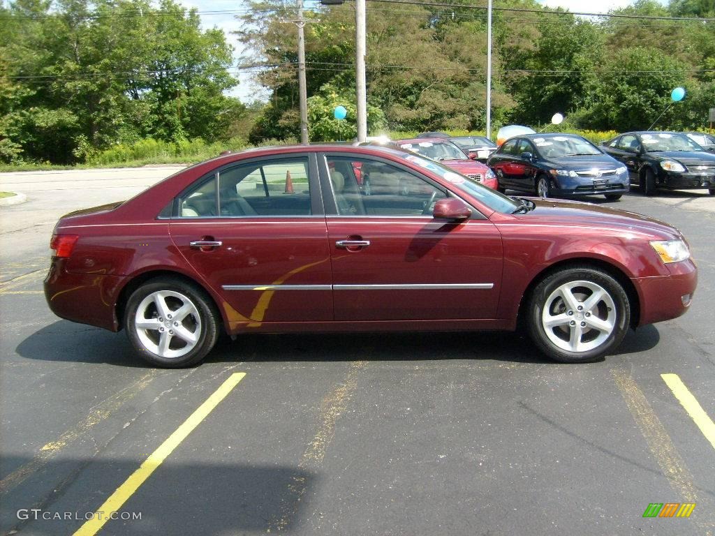 2008 Sonata Limited - Dark Cherry Red / Beige photo #5